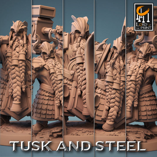 Dwarf Hammer Warriors | RPG Miniature for Dungeons and Dragons|Pathfinder|Tabletop Wargaming | Humanoid Miniature | Lord of the Print
