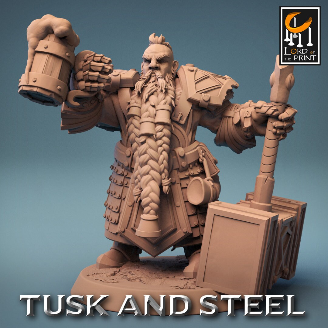 Dwarf Hammer Warriors | RPG Miniature for Dungeons and Dragons|Pathfinder|Tabletop Wargaming | Humanoid Miniature | Lord of the Print