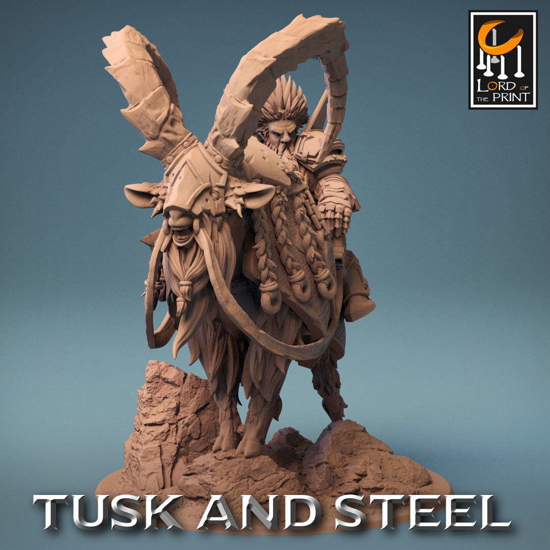 Dwarf Goat Riders | RPG Miniature for Dungeons and Dragons|Pathfinder|Tabletop Wargaming | Humanoid Miniature | Lord of the Print