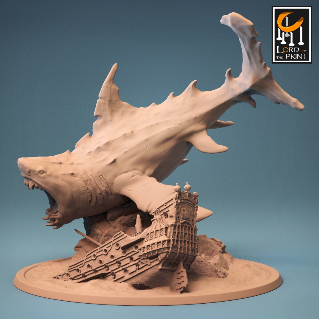 Megalodon | RPG Miniature for Dungeons and Dragons|Pathfinder|Tabletop Wargaming | Monster Miniature | Lord of the Print