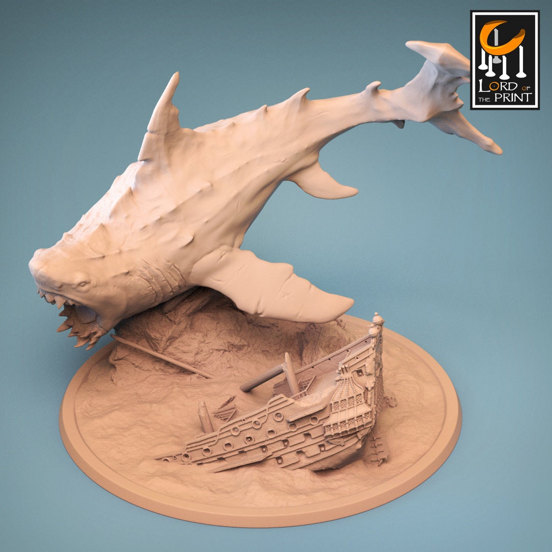 Megalodon | RPG Miniature for Dungeons and Dragons|Pathfinder|Tabletop Wargaming | Monster Miniature | Lord of the Print
