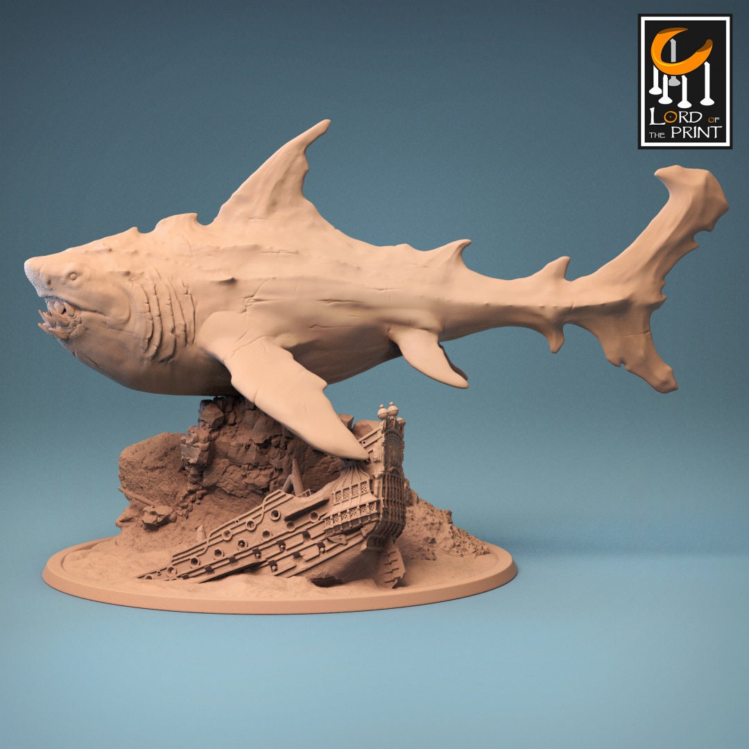 Megalodon | RPG Miniature for Dungeons and Dragons|Pathfinder|Tabletop Wargaming | Monster Miniature | Lord of the Print