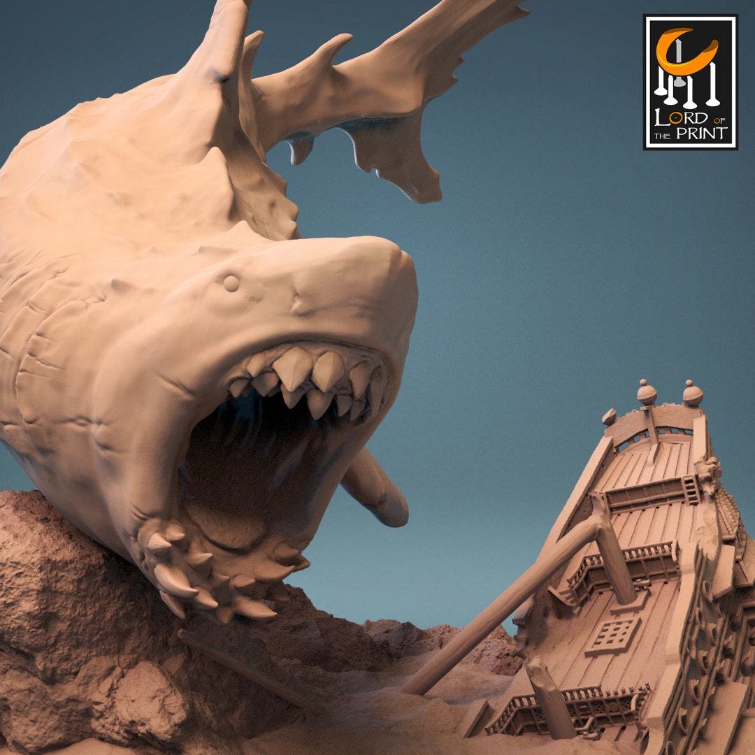 Megalodon | RPG Miniature for Dungeons and Dragons|Pathfinder|Tabletop Wargaming | Monster Miniature | Lord of the Print