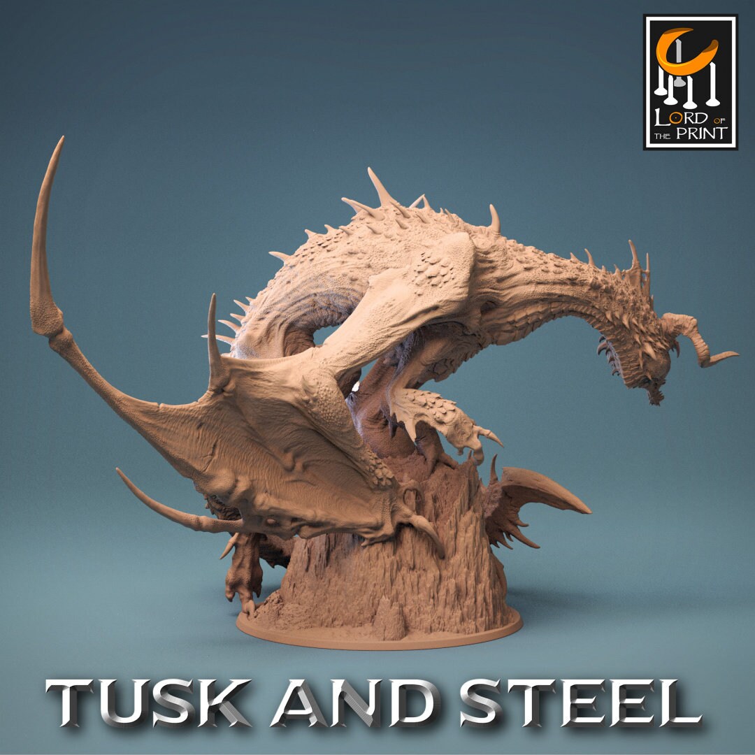 Legendary Black Dragon | RPG Miniature for Dungeons and Dragons|Pathfinder|Tabletop Wargaming | Dragon Miniature | Lord of the Print