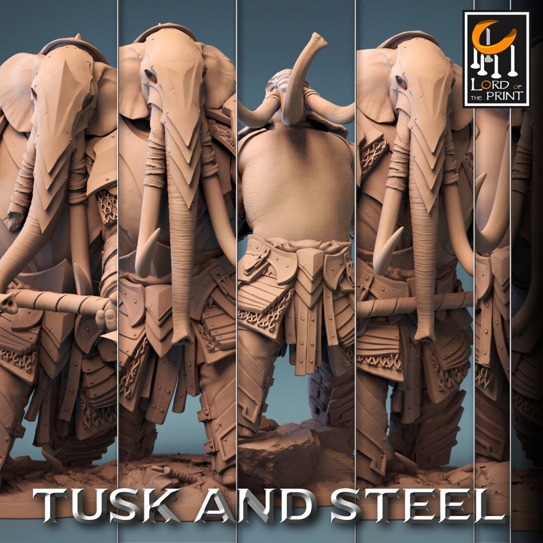 Loxodon Warriors | RPG Miniature for Dungeons and Dragons|Pathfinder|Tabletop Wargaming | Humanoid Miniature | Lord of the Print