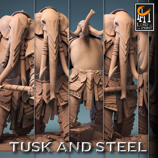 Loxodon Warriors | RPG Miniature for Dungeons and Dragons|Pathfinder|Tabletop Wargaming | Humanoid Miniature | Lord of the Print