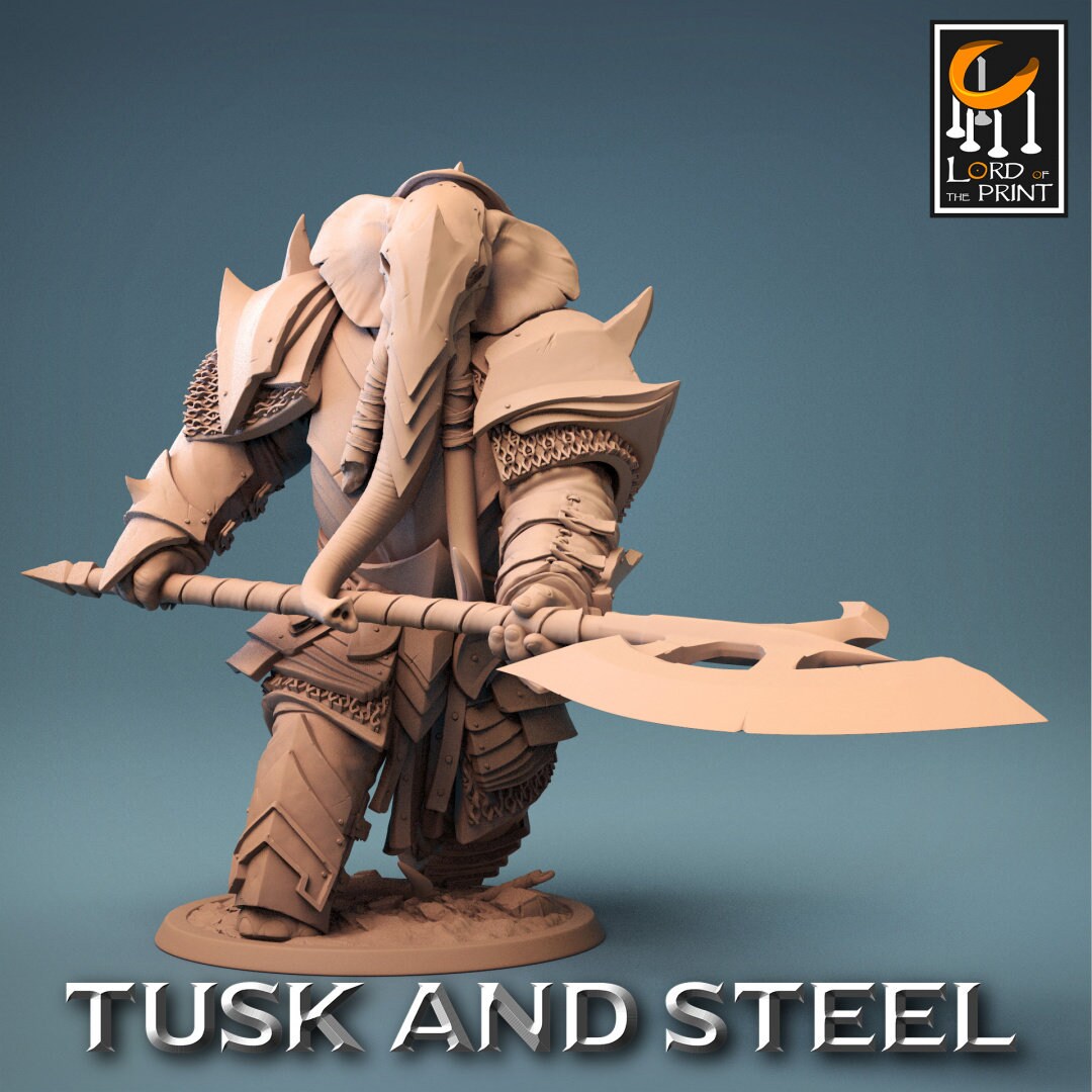 Loxodon Warriors | RPG Miniature for Dungeons and Dragons|Pathfinder|Tabletop Wargaming | Humanoid Miniature | Lord of the Print