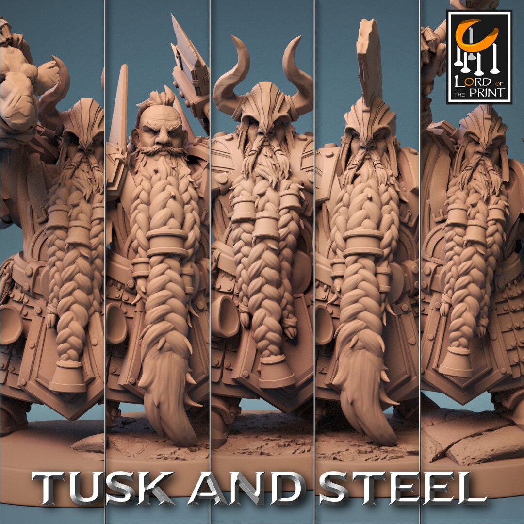 Dwarf Axe Warriors | RPG Miniature for Dungeons and Dragons|Pathfinder|Tabletop Wargaming | Humanoid Miniature | Lord of the Print