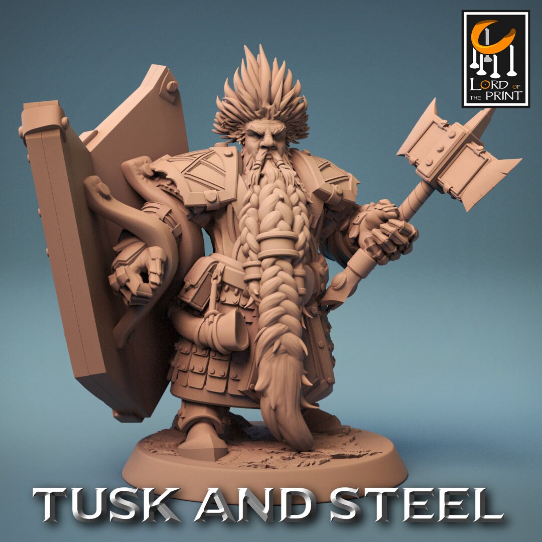 Dwarf Axe Warriors | RPG Miniature for Dungeons and Dragons|Pathfinder|Tabletop Wargaming | Humanoid Miniature | Lord of the Print