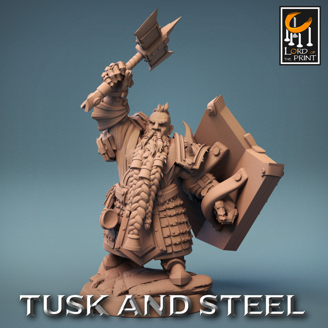 Dwarf Axe Warriors | RPG Miniature for Dungeons and Dragons|Pathfinder|Tabletop Wargaming | Humanoid Miniature | Lord of the Print