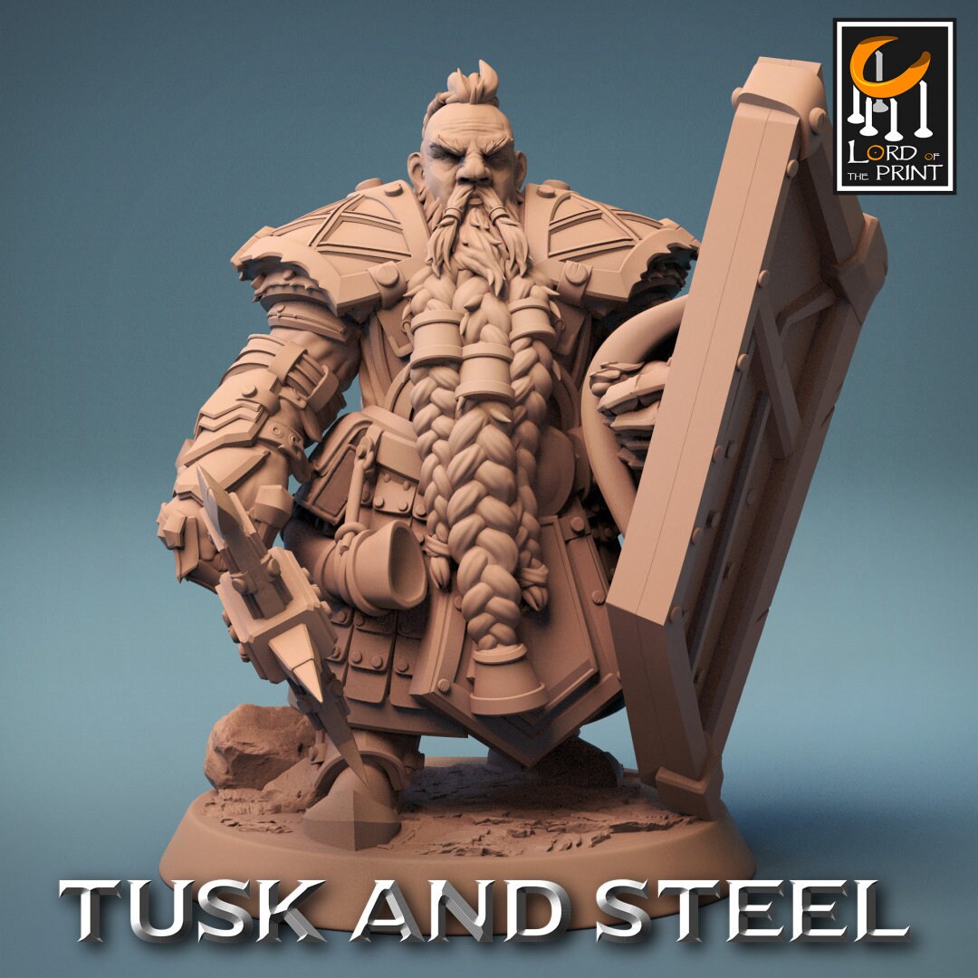 Dwarf Axe Warriors | RPG Miniature for Dungeons and Dragons|Pathfinder|Tabletop Wargaming | Humanoid Miniature | Lord of the Print