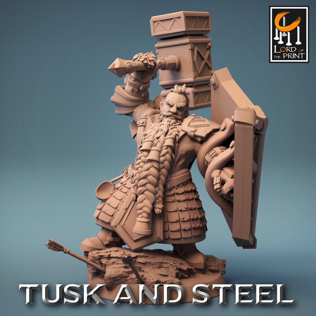 Dwarf Hammer Warriors | RPG Miniature for Dungeons and Dragons|Pathfinder|Tabletop Wargaming | Humanoid Miniature | Lord of the Print