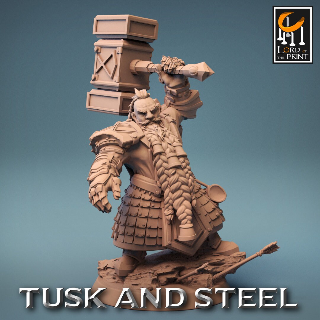 Dwarf Hammer Warriors | RPG Miniature for Dungeons and Dragons|Pathfinder|Tabletop Wargaming | Humanoid Miniature | Lord of the Print
