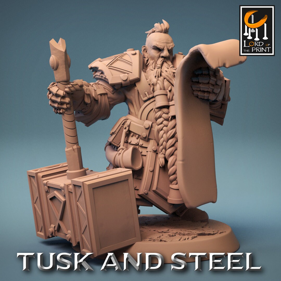 Dwarf Hammer Warriors | RPG Miniature for Dungeons and Dragons|Pathfinder|Tabletop Wargaming | Humanoid Miniature | Lord of the Print