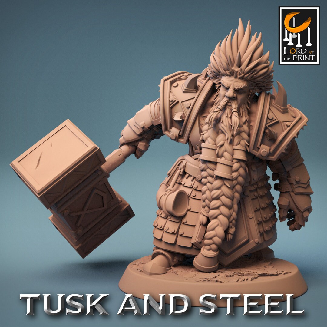Dwarf Hammer Warriors | RPG Miniature for Dungeons and Dragons|Pathfinder|Tabletop Wargaming | Humanoid Miniature | Lord of the Print