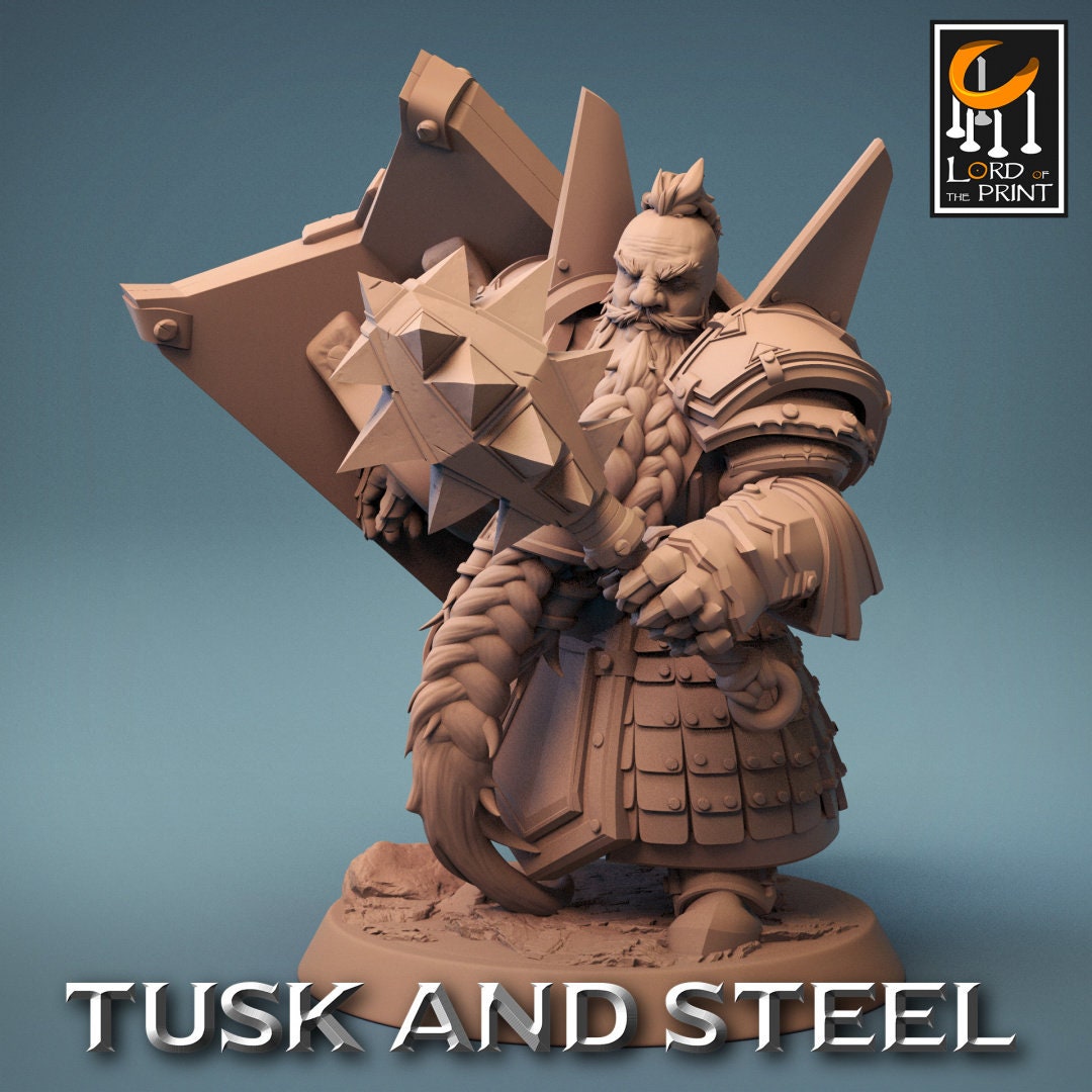 Dwarf Mace Warriors | RPG Miniature for Dungeons and Dragons|Pathfinder|Tabletop Wargaming | Humanoid Miniature | Lord of the Print