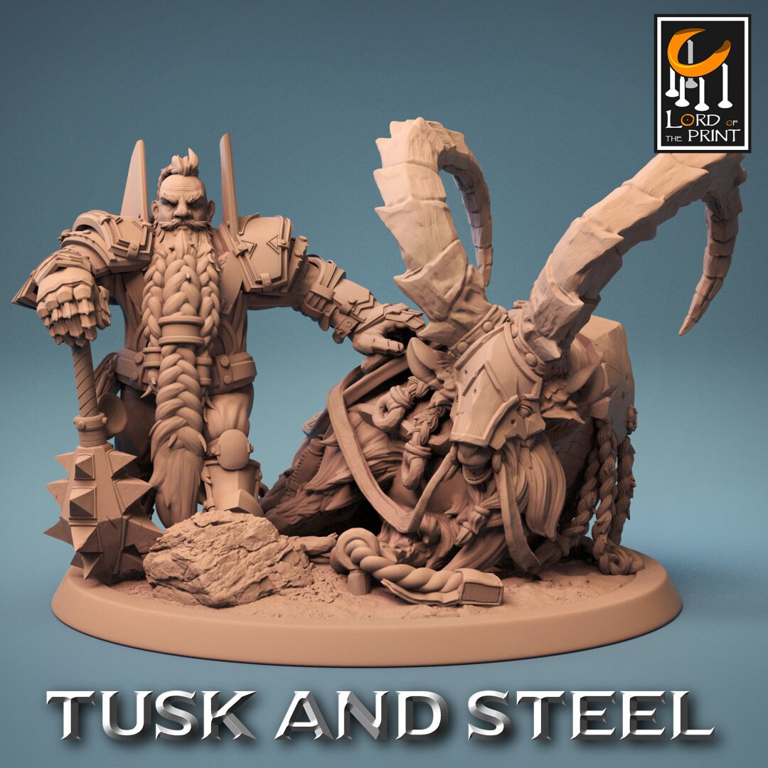 Dwarf Goat Riders | RPG Miniature for Dungeons and Dragons|Pathfinder|Tabletop Wargaming | Humanoid Miniature | Lord of the Print