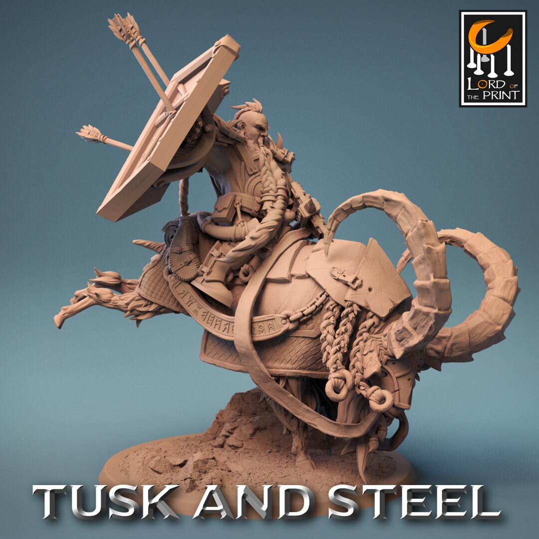 Dwarf Goat Riders | RPG Miniature for Dungeons and Dragons|Pathfinder|Tabletop Wargaming | Humanoid Miniature | Lord of the Print