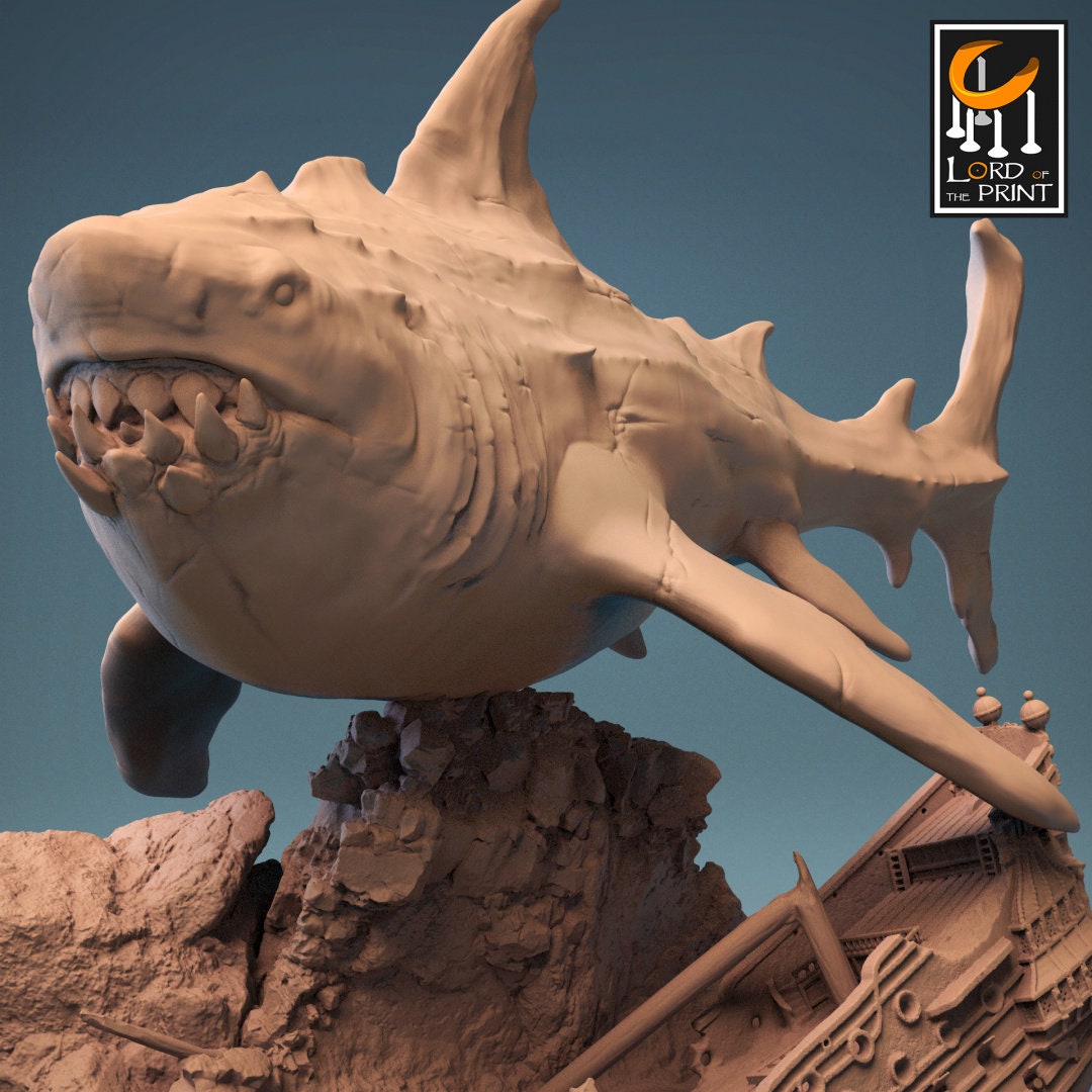 Megalodon | RPG Miniature for Dungeons and Dragons|Pathfinder|Tabletop Wargaming | Monster Miniature | Lord of the Print