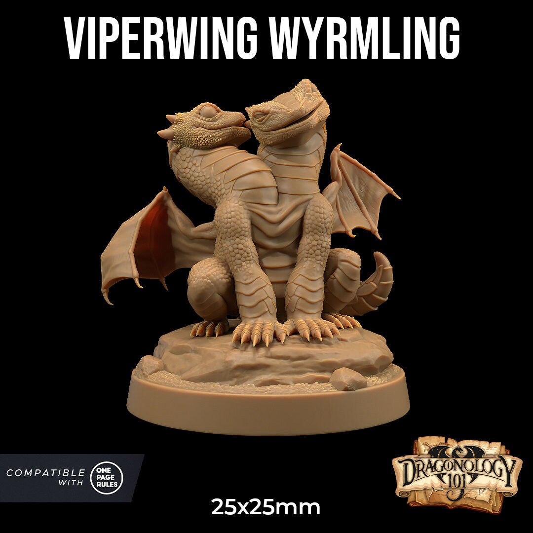 Twin Headed Viperwing | RPG Miniature for Dungeons and Dragons|Pathfinder|Tabletop Wargaming | Dragon Miniature | Dragon Trappers Lodge