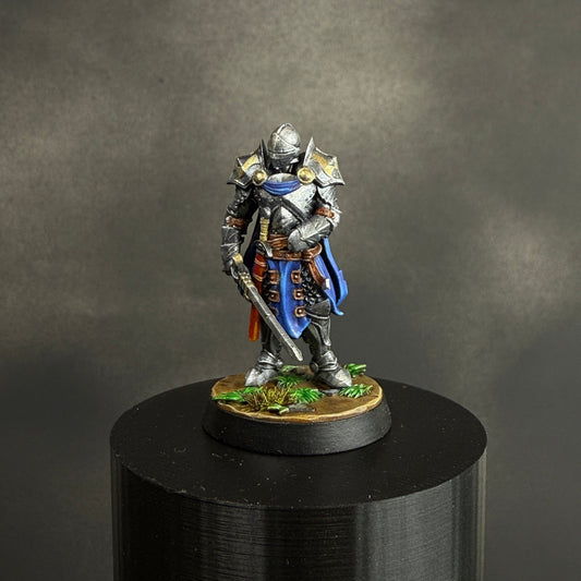 front view of an RPG miniature of a knight.