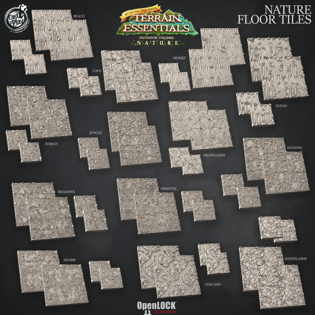 Nature Floor Tiles | Modular Terrain | RPG Miniature for Dungeons and Dragons|Pathfinder|Tabletop | Scatter Terrain | Cast N Play