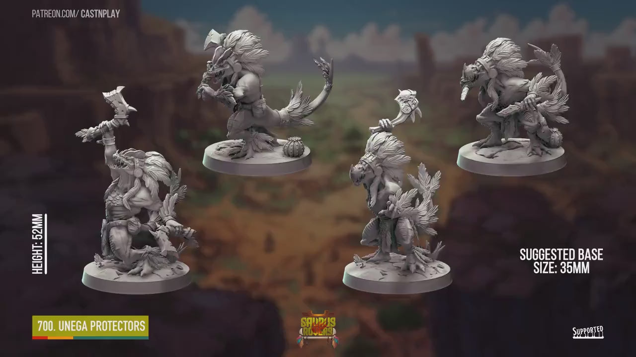 Unega Protectors | RPG Miniature for Dungeons and Dragons|Pathfinder|Tabletop Wargaming | Dinosaur Miniature | Cast N Play