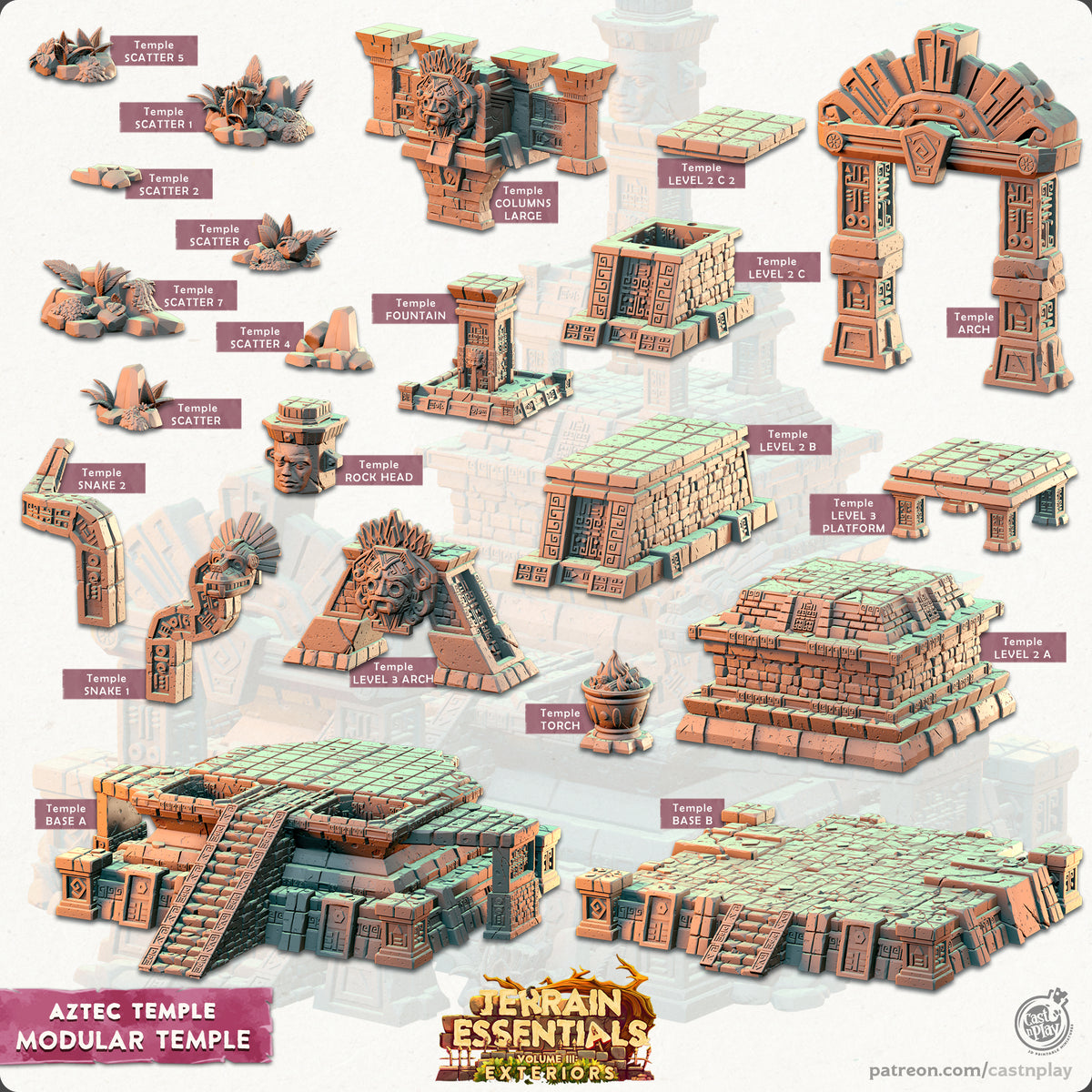 Ark Aztec Pyramid Base Ancient Ruins Modular Pyramids