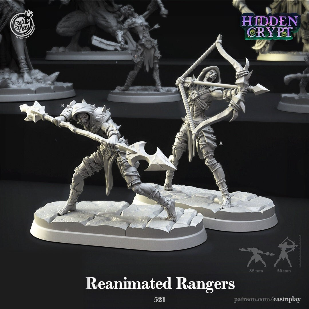 Reanimated Rangers | RPG Miniature for Dungeons and Dragons|Pathfinder|Tabletop Wargaming | Undead Miniature | Cast N Play