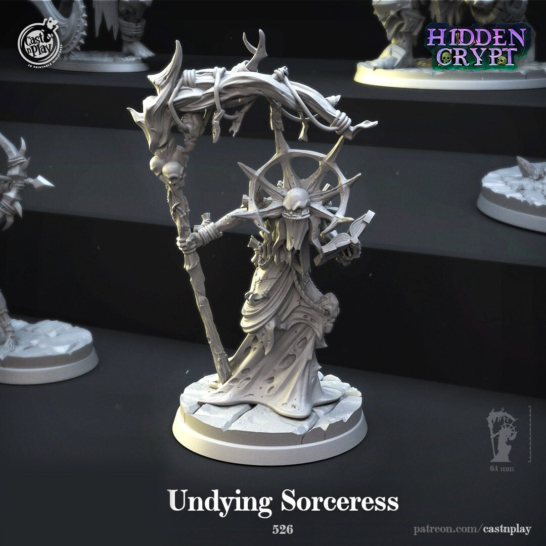 Undying Sorceress | RPG Miniature for Dungeons and Dragons|Pathfinder|Tabletop Wargaming | Undead Miniature | Cast N Play