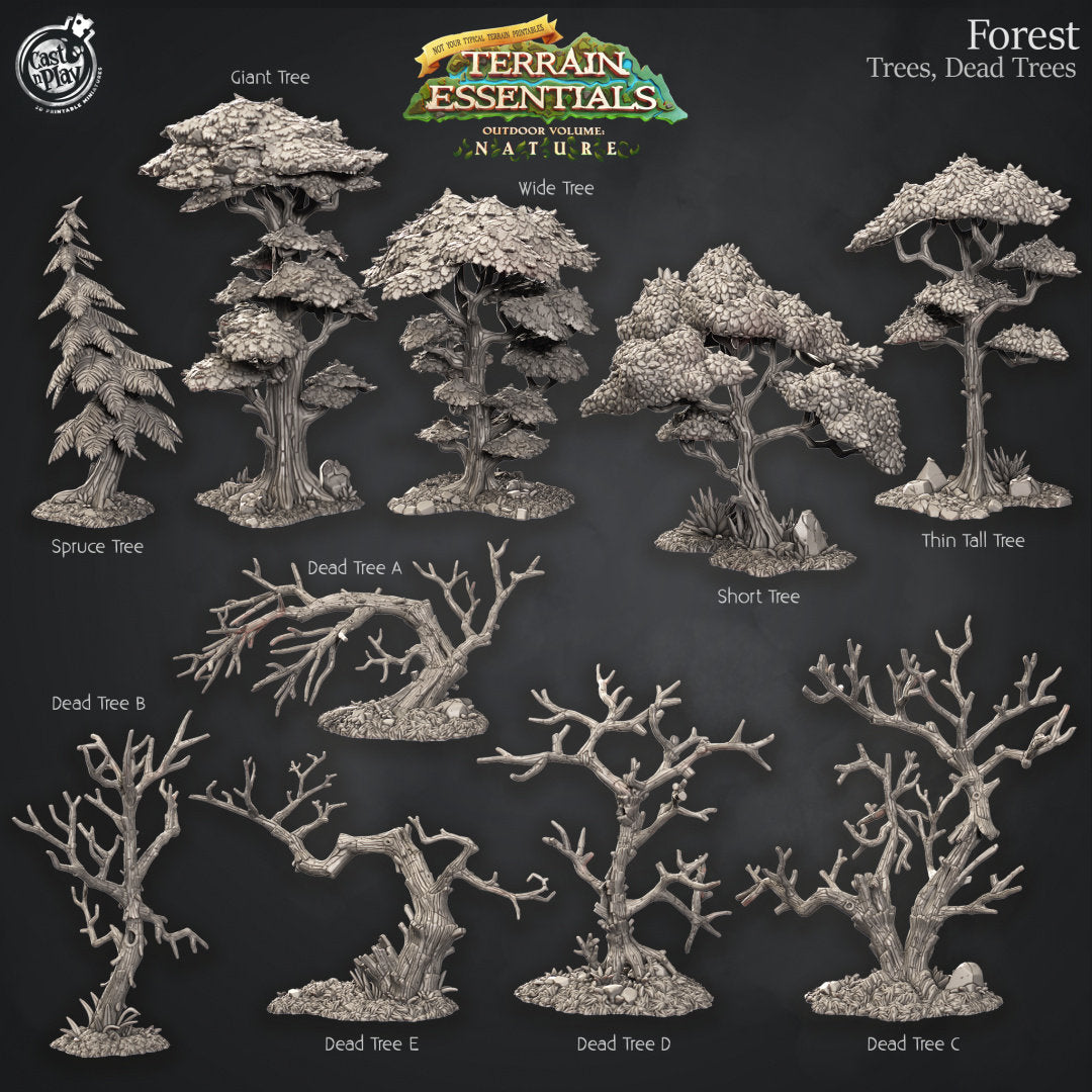 Trees | Forest Terrain | RPG Miniature for Dungeons and Dragons|Pathfinder|Tabletop | Scatter Terrain | Cast N Play