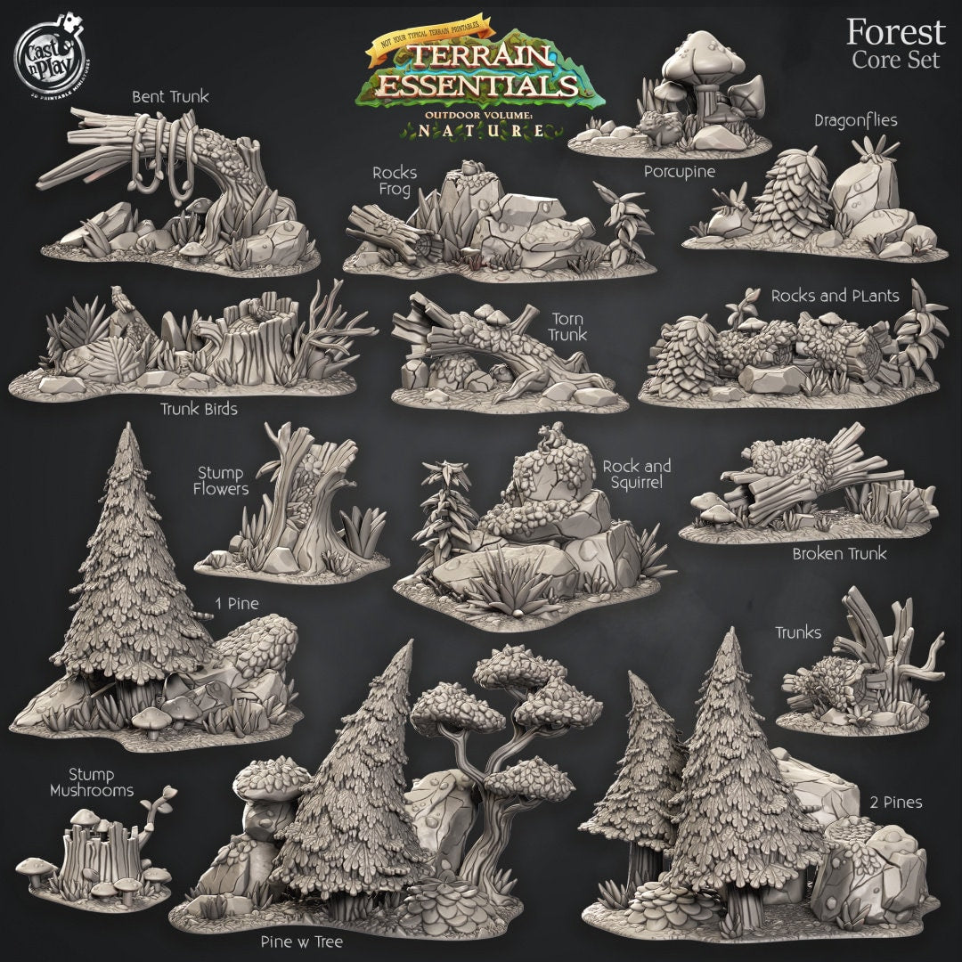Forest Scatter Terrain | RPG Miniature for Dungeons and Dragons|Pathfinder|Tabletop | Scatter Terrain | Cast N Play