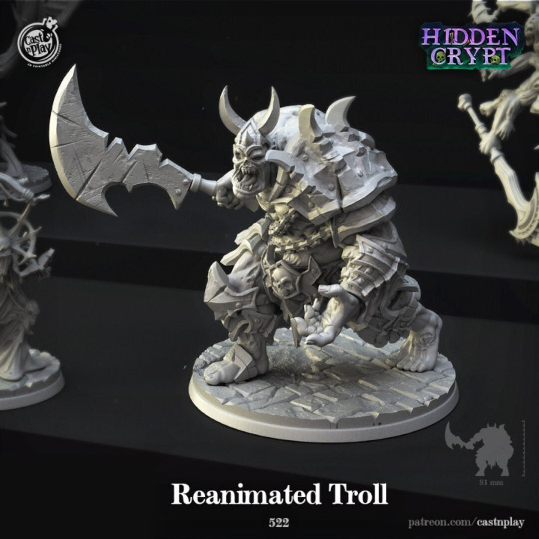 Reanimated Troll | RPG Miniature for Dungeons and Dragons|Pathfinder|Tabletop Wargaming | Undead Miniature | Cast N Play