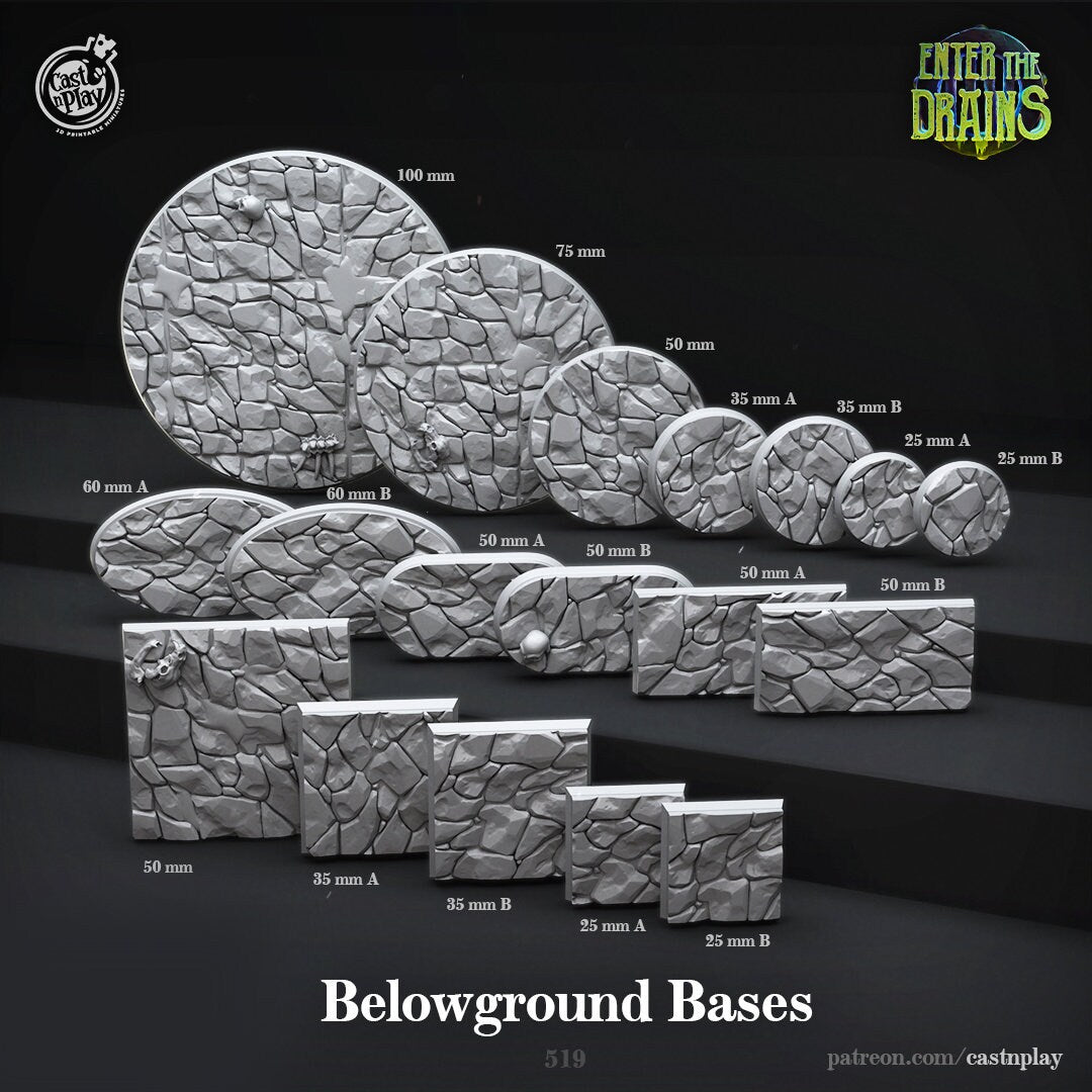 Belowground bases | Custom Miniature Bases for Dungeons and Dragons|Pathfinder|Tabletop Wargaming | Cast N Play