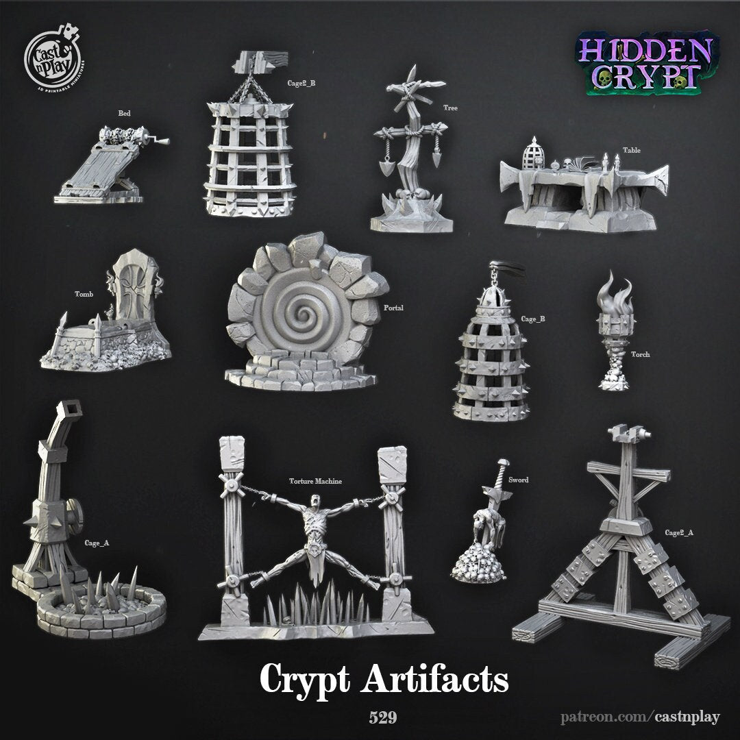 Crypt artifacts | RPG Miniature for Dungeons and Dragons|Pathfinder|Tabletop | Scatter Terrain | Cast N Play