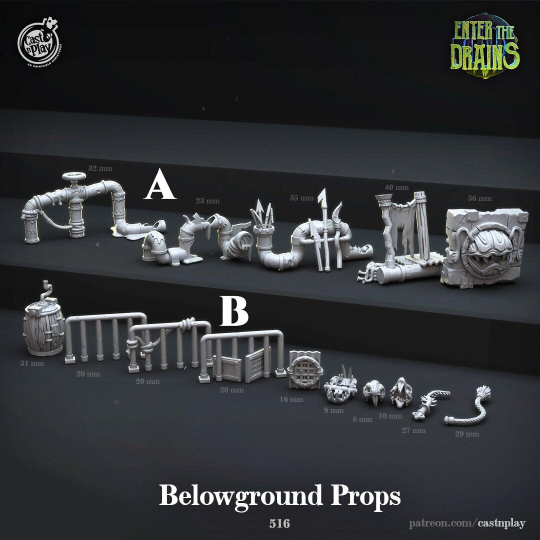 Belowground Props | RPG Miniature for Dungeons and Dragons|Pathfinder|Tabletop | Scatter Terrain | Cast N Play