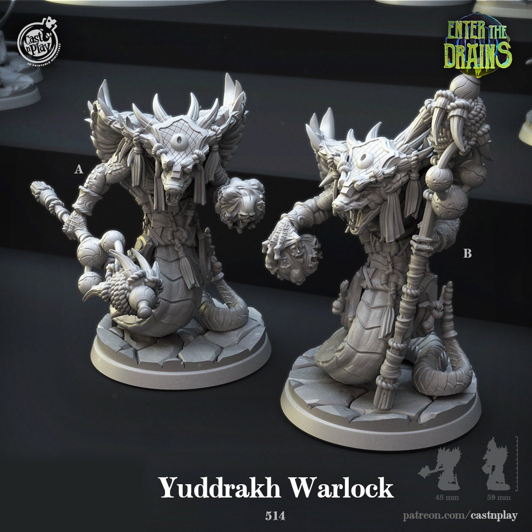 Yuddrakh Warlocks | RPG Miniature for Dungeons and Dragons|Pathfinder|Tabletop Wargaming | Humanoid Miniature | Cast N Play