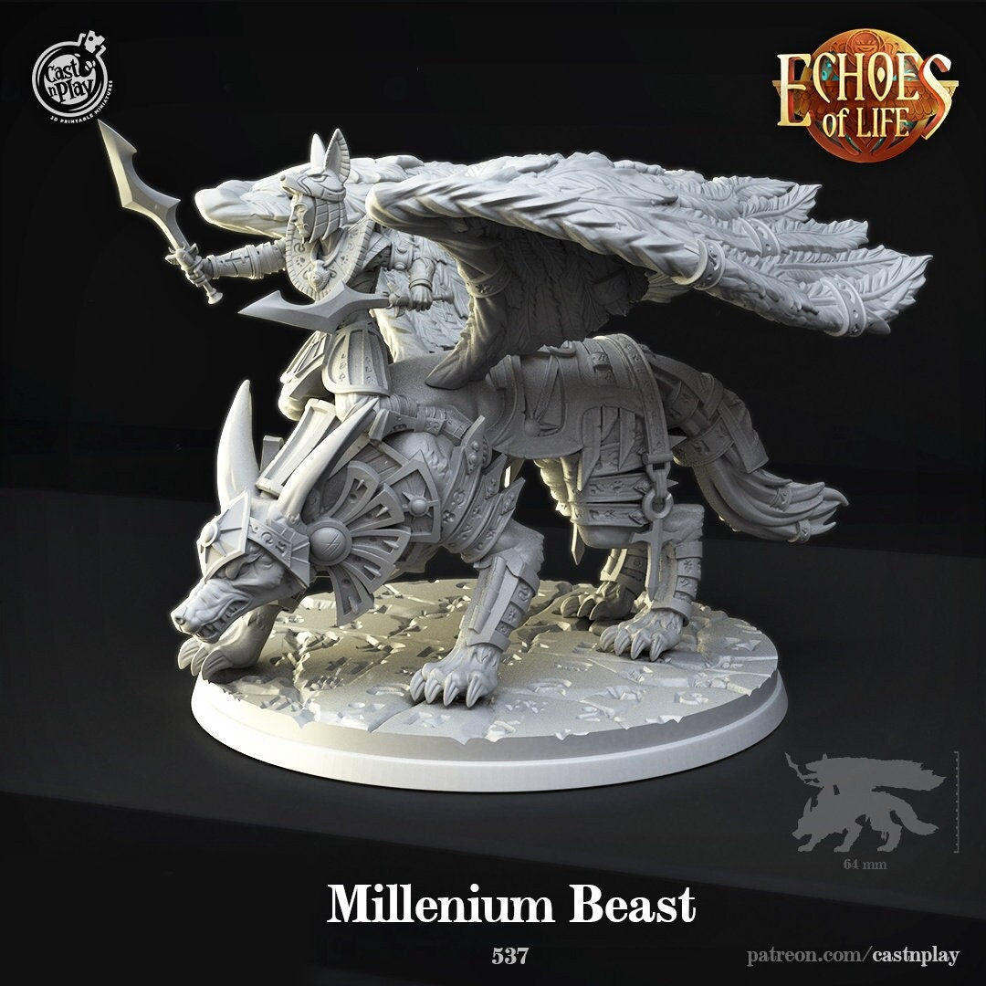 Millenium Beast | RPG Miniature for Dungeons and Dragons|Pathfinder|Tabletop Wargaming | Mounted Miniature | Cast N Play