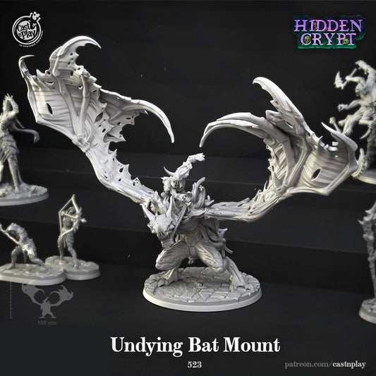 Undying Bat Mount | RPG Miniature for Dungeons and Dragons|Pathfinder|Tabletop Wargaming | Undead Miniature | Cast N Play