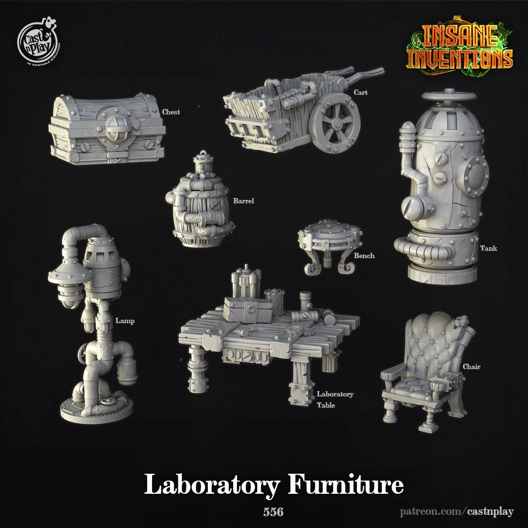 Laboratory Furniture | Dungeon Terrain | RPG Miniature for Dungeons and Dragons|Pathfinder|Tabletop | Scatter Terrain | Cast N Play