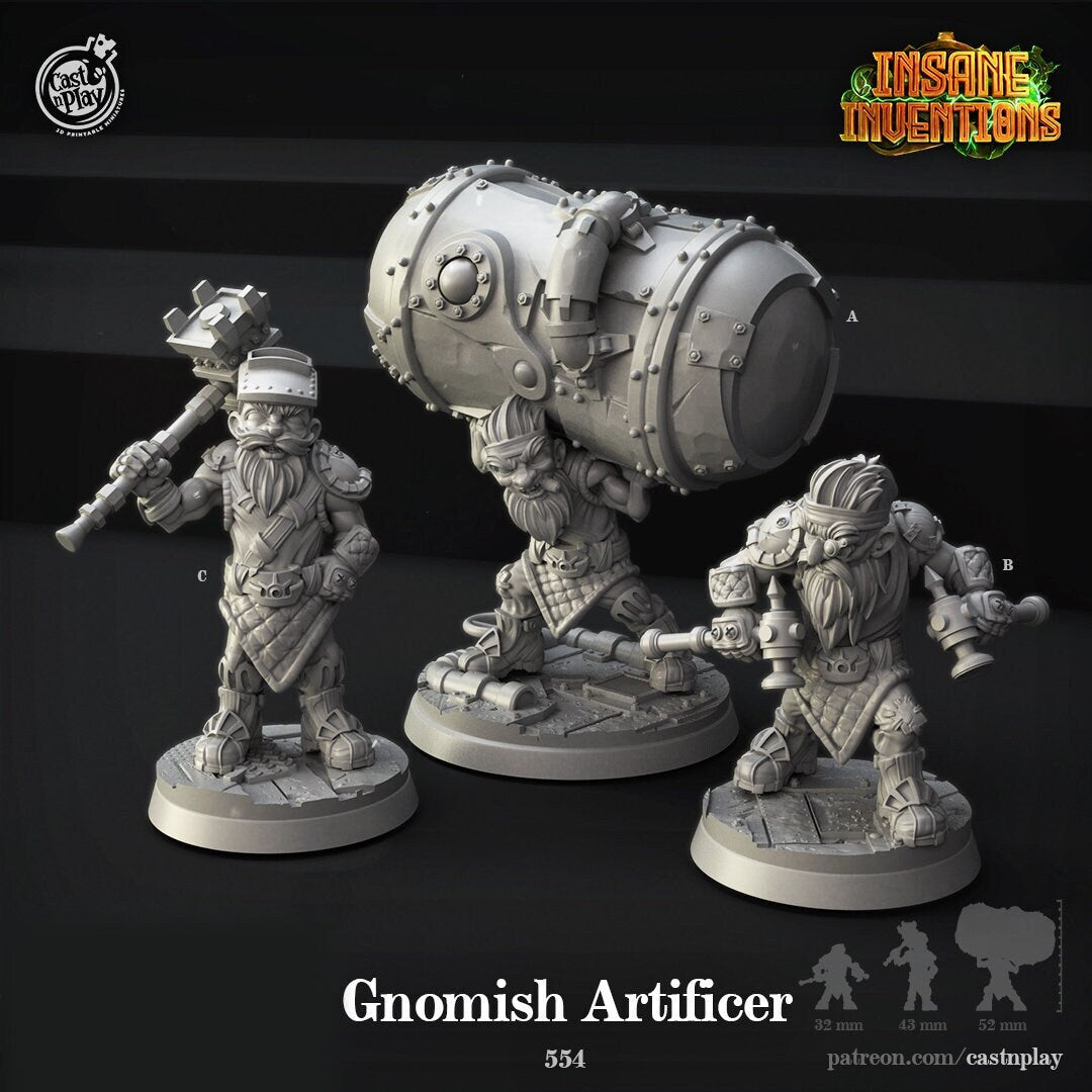 Gnomish Artificer | RPG Miniature for Dungeons and Dragons|Pathfinder|Tabletop Wargaming | Miniature | Cast N Play