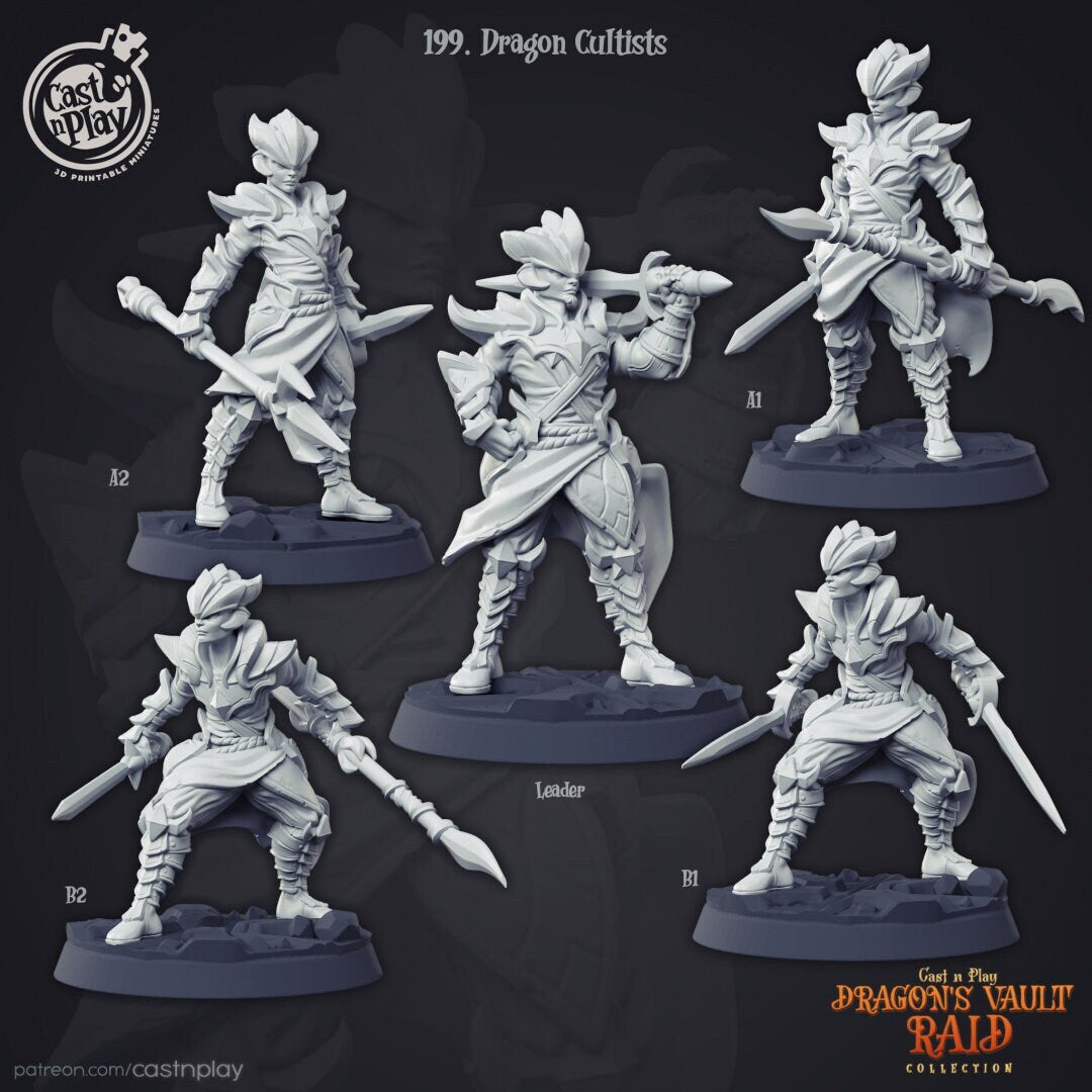 Dragon Cultists | RPG Miniature for Dungeons and Dragons|Pathfinder|Tabletop Wargaming | Miniature | Cast N Play