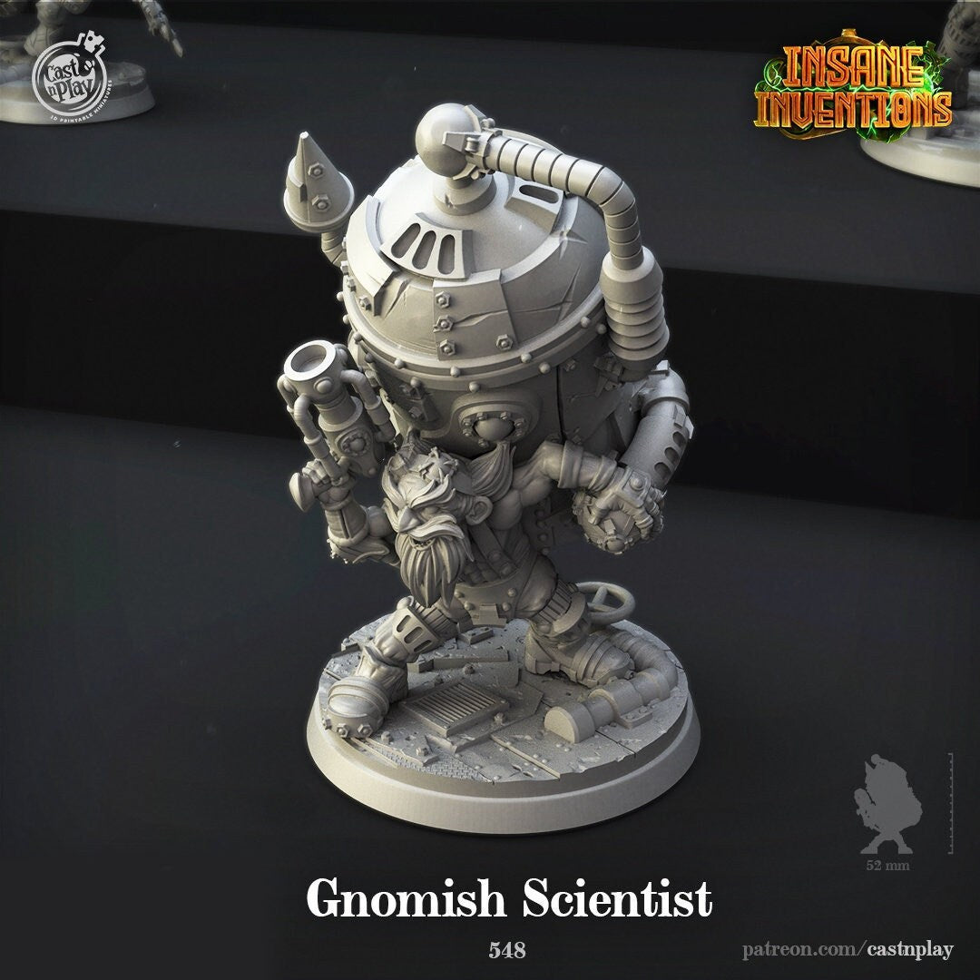 Gnomish Scientist | RPG Miniature for Dungeons and Dragons|Pathfinder|Tabletop Wargaming | Miniature | Cast N Play