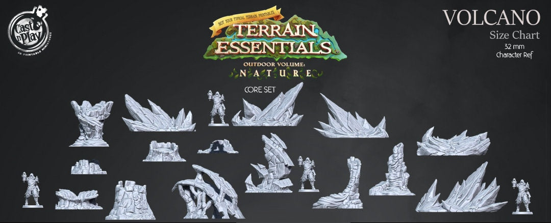 Volcano Core Terrain Set | RPG Miniature for Dungeons and Dragons|Pathfinder|Tabletop | Scatter Terrain | Cast N Play