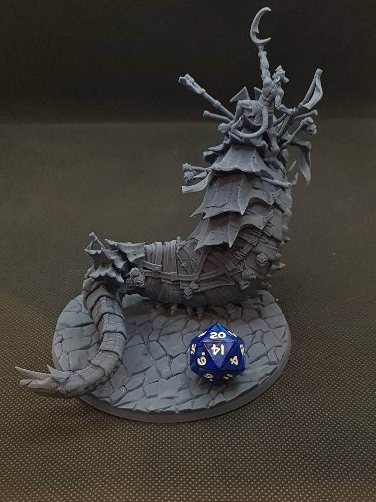 Ravager Wurm and Rider | RPG Miniature for Dungeons and Dragons|Pathfinder|Tabletop | Monster Miniature | Cast N Play