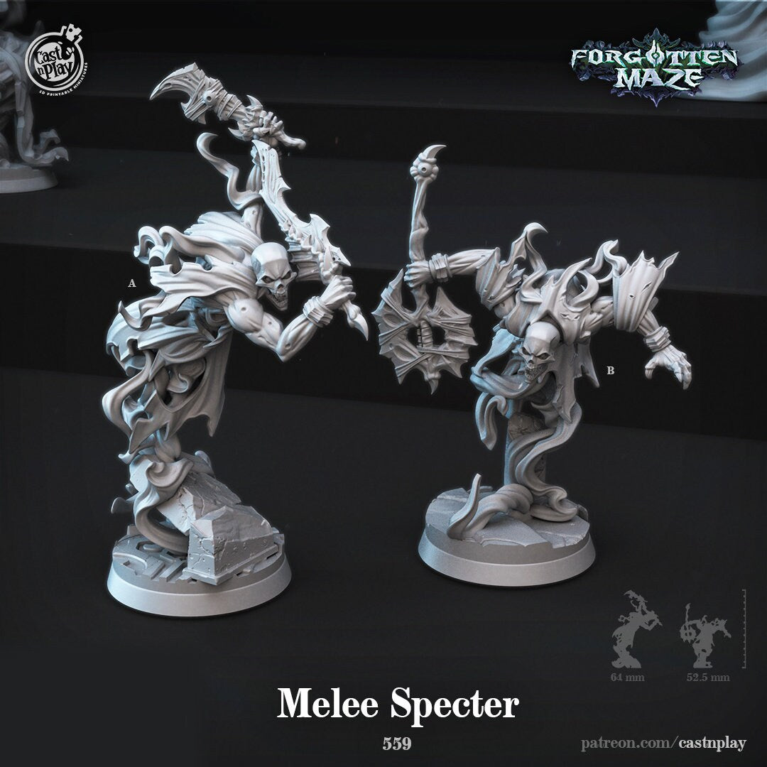 Melee Specter | RPG Miniature for Dungeons and Dragons|Pathfinder|Tabletop Wargaming | Undead Miniature | Cast N Play