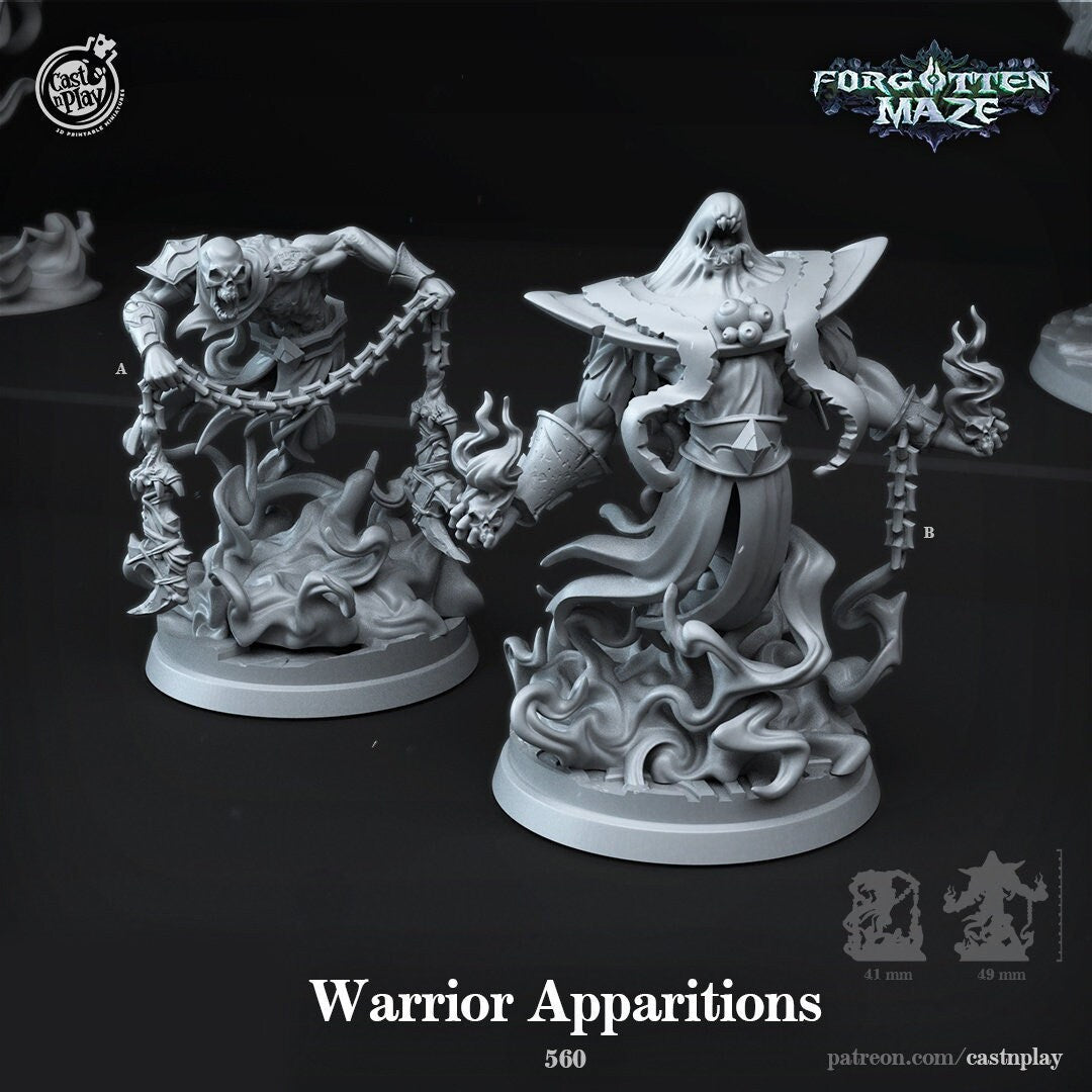 Warrior Apparition | RPG Miniature for Dungeons and Dragons|Pathfinder|Tabletop Wargaming | Undead Miniature | Cast N Play