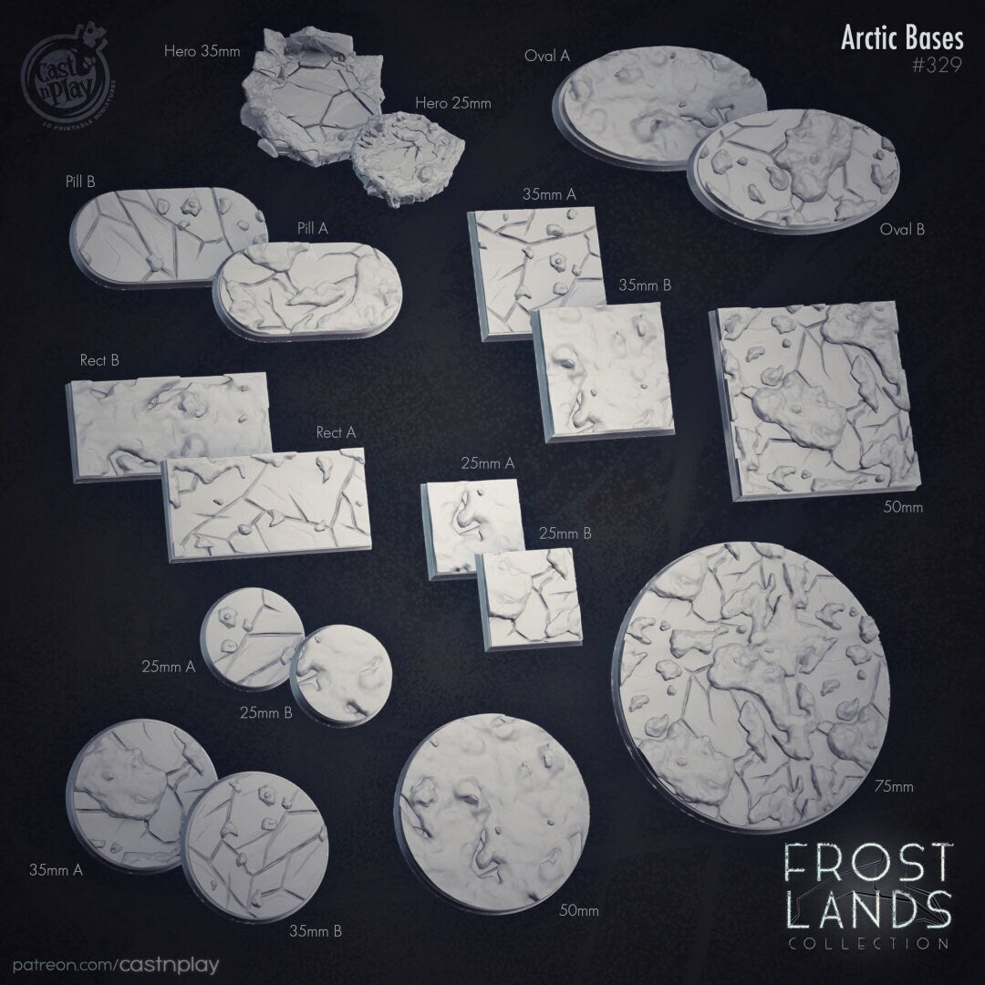 Arctic Bases | Custom Miniature Bases for Dungeons and Dragons|Pathfinder|Tabletop Wargaming | Cast N Play