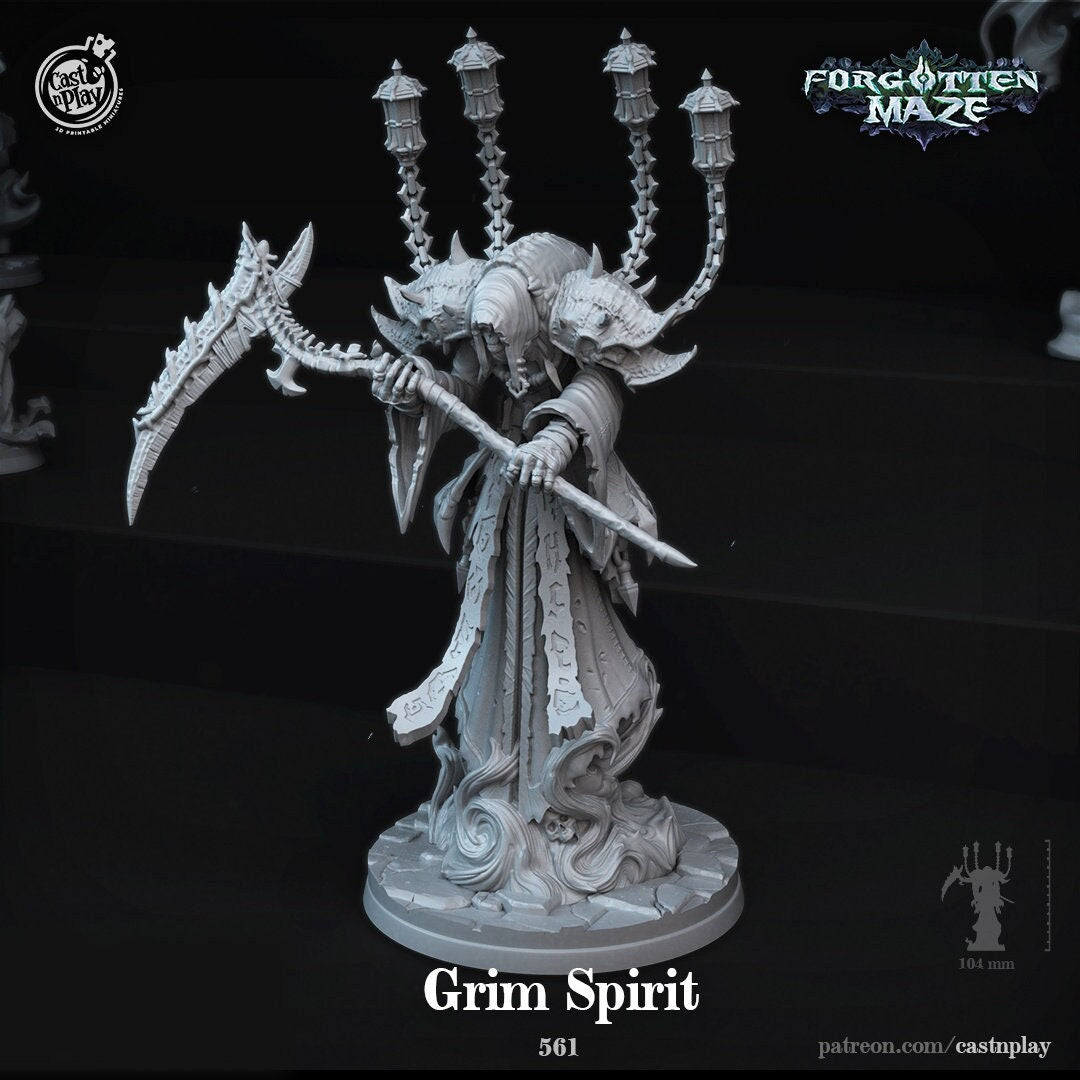 Grim Spirit | RPG Miniature for Dungeons and Dragons|Pathfinder|Tabletop Wargaming | Undead Miniature | Cast N Play