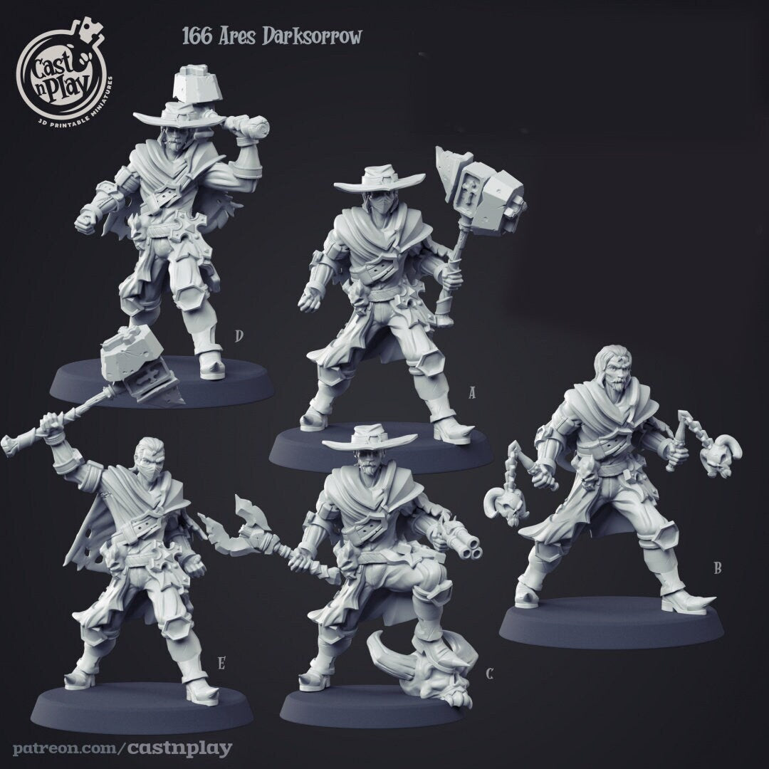 Ares Darksorrow | RPG Miniature for Dungeons and Dragons|Pathfinder|Tabletop Wargaming | Humanoid Miniature | Cast N Play